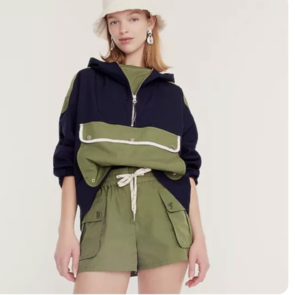 J. Crew Pull-On Tie Waist Cargo Shorts Size XS Olive Elastic Waistband